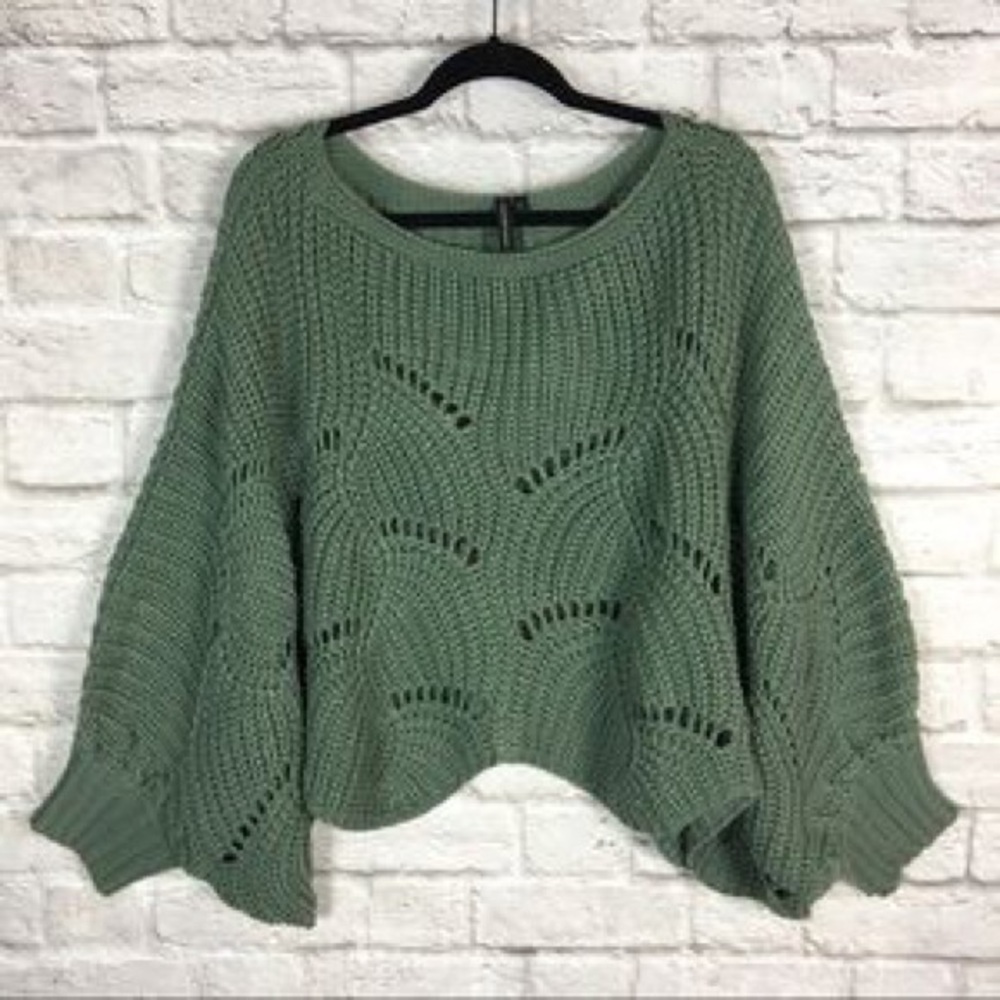 Batwing open knit sweater